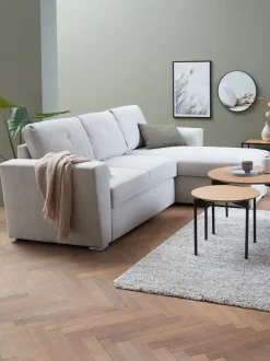 VEJLBY Sovesofaer|Sovesofaer|Sovesofa chaiselong lyst sandfarvet stof Lyssand