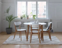 JEGIND Spiseborde|Spisebord Ø105 hvid/natur