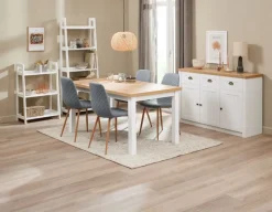 MARKSKEL Spiseborde|Spisebord 90x150/193 hvid/egefarve Hvid+Eg