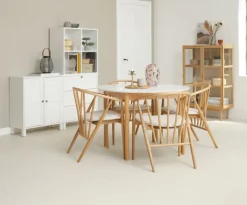 MARSTRAND Spiseborde|Spisebord Ø110/110x200 hvid/natur Hvid+Natur