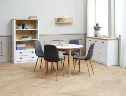 MARSTRAND Spiseborde|Spisebord Ø110/110x200 hvid/natur Hvid+Natur