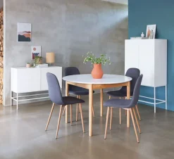 MARSTRAND Spiseborde|Spisebord Ø110/110x200 hvid/natur Hvid+Natur