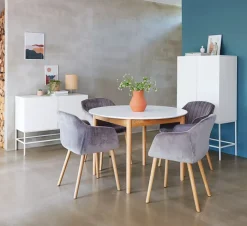 MARSTRAND Spiseborde|Spisebord Ø110/110x200 hvid/natur Hvid+Natur