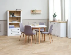 MARSTRAND Spiseborde|Spisebord Ø110/110x200 hvid/natur Hvid+Natur