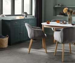 ADSLEV Spisebordsstole|Spisebordsstol velour/natur Grå