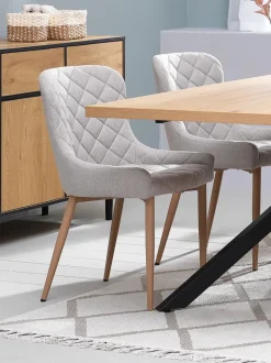 BELLINGE Spisebordsstole|Spisebordsstol sandfarvet stof/egefarve