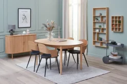 HVIDOVRE Spisebordsstole|Spisebordsstol /sort stof Eg