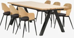 HVIDOVRE Spisebordsstole|Spisebordsstol /sort stof Eg