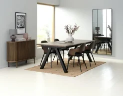 HVIDOVRE Spisebordsstole|Spisebordsstol mørk eg/sort stof Mørkeg