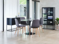 JONSTRUP Spisebordsstole|Spisebordsstol farvet stof/egefarve Asfalt