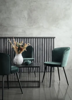 RISSKOV Spisebordsstole|Spisebordsstol velour/sort Mørkegrøn