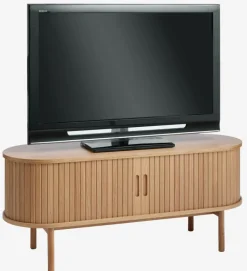 LYNGVIG Tv-borde|TV-bord 120cm 2 jalousilåger natur Eg