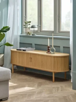 LYNGVIG Tv-borde|TV-bord 160cm 2 jalousilåger natur Eg