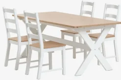 VISLINGE Spisebordssæt|L190 bord natur + 4 stole natur