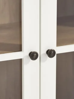 KIRKEBY Skænke Og Vitrineskabe|Skænke Og Vitrineskabe|Vitrine 2 låger hvid/egefarve