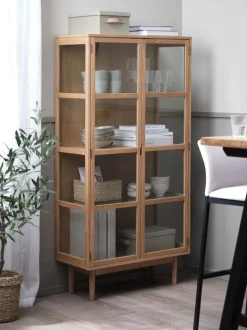 VESTERBY Skænke Og Vitrineskabe|Skænke Og Vitrineskabe|Vitrine høj 2 låger natur Eg