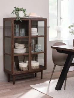 VESTERBY Skænke Og Vitrineskabe|Skænke Og Vitrineskabe|Vitrine lav 2 låger mørk eg Mørkeg