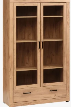 LINTRUP Skænke Og Vitrineskabe|Skænke Og Vitrineskabe|Vitrineskab 2 låger egefarve