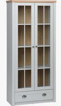 MARKSKEL Skænke Og Vitrineskabe|Skænke Og Vitrineskabe|Vitrineskab 2 låger lys /egefarve Grå