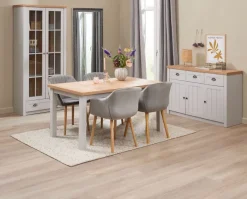 MARKSKEL Skænke Og Vitrineskabe|Skænke Og Vitrineskabe|Vitrineskab 2 låger lys /egefarve Grå